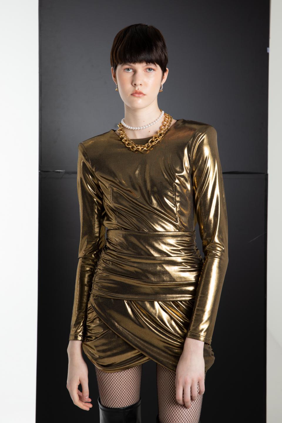 Gold lame 2024 mini dress